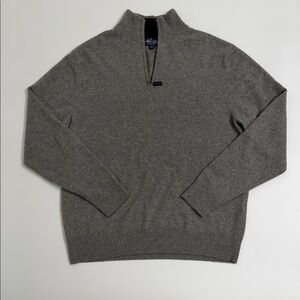Allen Solly 100% Cashmere Quarter Zip Men’s M Gray Luxury Knit Pullover
